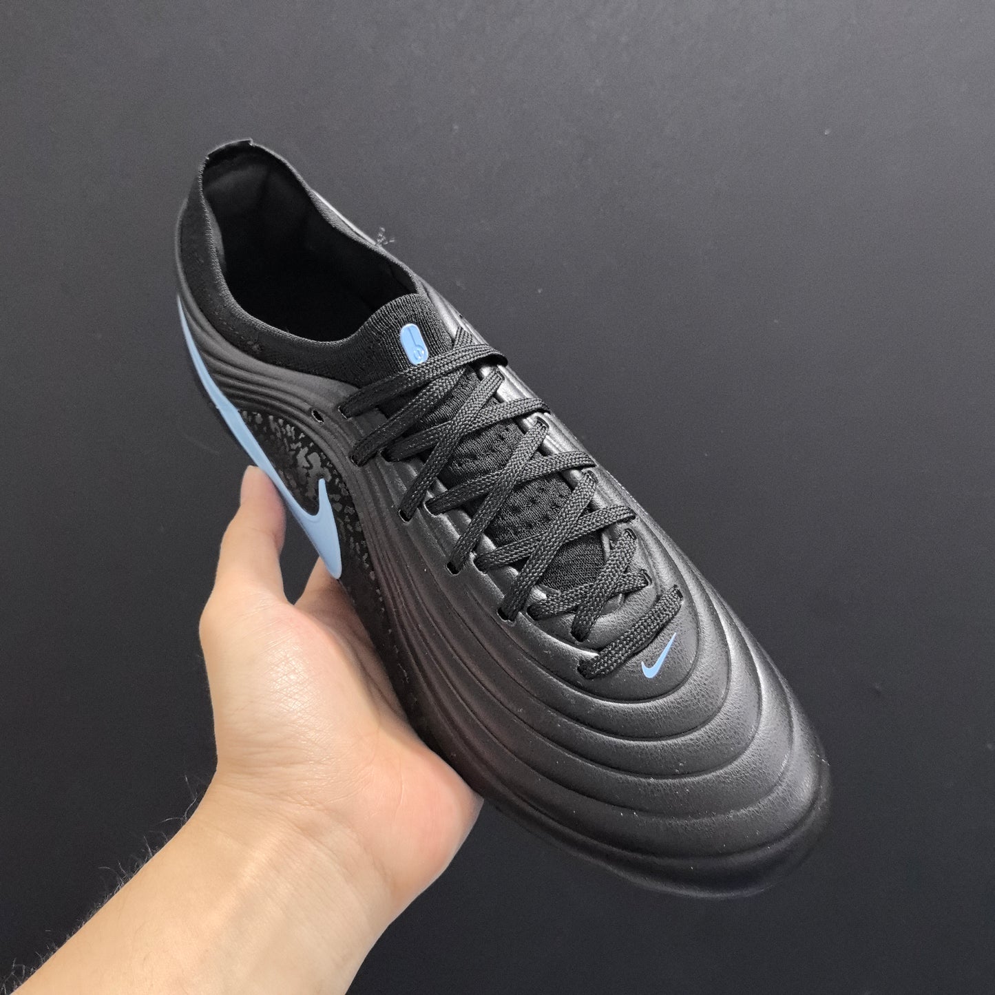 Nike tiempo blue and black